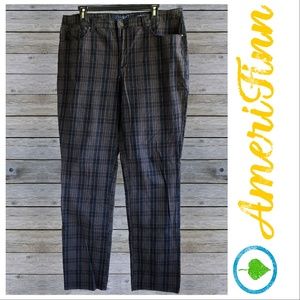 Charter Club Black, Gray & Tan Plaid Jeans 14